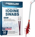 FrontLine Povidone Iodio Swabs, Antiseptic Swabsticks, Soluzione Iodio, Risanamento Cotone Swab, Forniture Mediche Avvolte Individualmente, Cura Del Guaina, Primo Soccorso, Pulitore Del Fervore, Scatola di 50