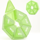 Organizzatore di pillole settimanali, 2 Pack Portable Pill Box Medicine caso 6 colori (sette giorni) Nuova edizione per vitamina/olio di pesce/Pills/Supplements-Arthritis Friendly (Green)
