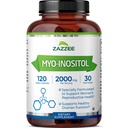 Zazzee Myo-Inositol Capsule, 2000 mg per Serving, 120 Vegan Capsule, Dosaggio ideale per 40:1 Ratio, 100% Vegetariano, Ormone Balance & Healthy Ovarian Function Support, All-Natural e Non-OGM