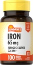 Supplemento Ferro da stiro Ferroso Solfato 325mg | 100 compresse | Vegetariano, Non OGM e senza glutine
