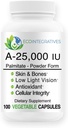 A-25.000 iu Palmitate Vegan, Forma della Polvere (100 capsule) Non OGM, Supporta Visione Bassa Luce, Supporto Immune, Integrità Cellulare di Skin & Bones, Antiossidante