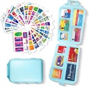 Organizzatore di pillole con etichette di medicina 161 Etichette Travel Daily Pill Container Mini organizzatore di pillole di immagazzinamento dell'organizzatore di viaggio Essentials Pill Case 7 giorno (blu, 1 pacchetto)