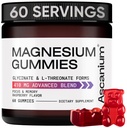 Magnesio Gummies - 410mg di Magnesio Elementale Glycinate & L-Threonate Supplement Complex - Vegan Magnesium Glycinate Gummies per calma l'umore, il muscolo e il supporto cardiaco - Masticabile Magnesio Gummy 60 pz