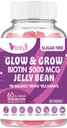 VITINITÀ Biotina 5000 Mcg Extra Forza Vegetariana (Vitamina B) Sostegni aggiuntivi senza zucchero Capelli e Pelle più sani - Donne & Uomini 60 Veggie Zucchero-Free Jelly Beans (30 giorni di alimentazione)