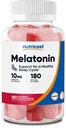 Nutricost Melatonin 10mg, 180 Gummies, Aroma di fragole - Gluten Free, Non OGM, No Corn Syrup