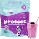 Organifi Kids: Proteggere - ogni giorno il supporto immunitario per i bambini con il mirtillo, la ciliegia di Acerola e lo zinco - polvere di immunità aromatizzata di bacche - pianta-basata, vegana e senza glutine, latticini o soia - 15 Servings