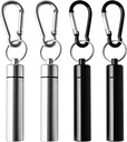 4 Pack Portatile contenitore contenitore contenitore scatola di alluminio lega portachiavi portachiavi portacandele impermeabile metallo Earplugs Toothpick Box per il viaggio di campeggio all'aperto (2Pcs nero + 2Pcs argento)