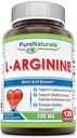 Pure Naturals L-Arginina 500 Mg Capsule, Supporta la salute cardiovascolare, Supporta la funzione immunitaria sana e la salute dell'ormone, promuove la circolazione sana (120)