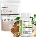 Polvere di collagene pulita di organixx, non aromatizzata, 20 porzioni e supplemento di funghi organici (60 capsula vegetariana)