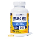 Oceanblue Professional Triple Strength Omega DPA Fish Oil Supplements 2100mg, EPA DHA ad alta potenza, Wild Caught, Burpless, 69 Servings (138 Count Natural Orange Flavor)