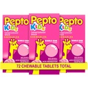 Pepto Kid's Chewable Tablets for Heartburn, Acid Indigestion, Sour Stomach, e Upset Stomach, Bubblegum Flavor, 72 Total (3 pacchetti di 24)