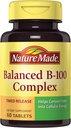 Natura Made Equilibrato B-100 Rilasciato Tempo (Thiamin, Riboflavin, Niacin, B6, B12, Biotin, Acido Pantotenico & Acido Folico) Compresse 60 Ct