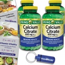Citrato di calcio della valle della primavera Compresse Integratore alimentare 600 mg 300 Ct 4 pk Scelta Bundle (1200 Totale) + Guida alla vitamina & Pill Container (6 voci)!