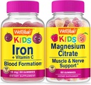 WellYes ferro + vitamina C bambini + citrato di magnesio bambini, gommoni Bundle - Grande degustazione, supplemento di vitamina, senza glutine, OGM libero, pancia masticabile