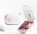 Spalatore bianco piccolo pilastro con dispositivo di centraggio per piccole e piccole pillole, taglia le compresse di vitamine, piegatrice portatile squisito per tasca di borsa