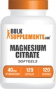 BulkSupplements.com Citrato di Magnesio Softgels - Supplemento di Magnesio, Supplemento di Citrato di Magnesio - Gluten Free, 1 Softgel per Serving (40 mg di Magnesio), 120 Conte (Pack di 1)