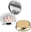 2Pcs Pill Box Small Pill Case for Purse or Pocket, Portable Cute Pill Container Metal Pill Box Decorative Medicine, Vitamina, Fish Oil e Supplements Holder Organizer (Silver&Gold)