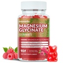 Magnesio Glycinate Gummies 1000mg, Zucchero Gratuito Magnesio Potassio Integratori Chewable per Adulti con L-Threonate per Dormire, Supporto Corpo e Rilassamento,90 Raspberry Gummies