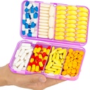 Organizzatore di viaggio magnetico di Yaklim, 7 scomparti scatola di pillole portatile, grande organizzatore di vitamina con etichette, organizzatore di medicina del caso di pillole giornaliere, grande supplemento organizzatore del contenitore di pillole magnetiche viola