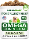 BARK&SPARK Omega 3 per cani - 160 Fish Oil Treats per cani - Skin and Coat Supplement - EPA & DHA Fatty Acids - Canine Salmon Oil - Anchovy