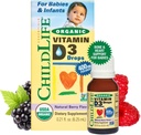 BALDLIFE ESSENTIALS Organic Vitamin D3 Drops - Vitamina D Gocce per neonati e bambini, 400 IU Per Drop, All-Natural, USDA Organic, Non OGM, Kosher, Gluten-Free - Natural Berry Flavor, 0.21 Fl Oz