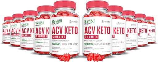 (10 Confezione) Simpli Health Keto ACV Gummies Advanced Formula 1000MG Ketonature Keto Gummies Aceto di sidro di mele Formulato con Polvere di succo di barbabietola di melograno B12 Vegan Non OGM 600 Gummys