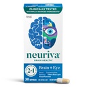 NEURIVA Brain + Integratore Occhiale per Memoria, Focus & Concentrazione con Lutein & Vitamine A C E e Zinco per Salute Occhiale & Zeaxantina per Filtrare Luce Blu, 30ct Capsule