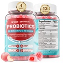 Probiotici NEVISS + Prebiotici Gummies per adulti e bambini 4+, Zucchero Masticabile 50 miliardi di CFU w/Fiber, Vitamina B1 B2 D3 & Zinc, per la salute digestiva & Gut, Boost Microflora Diversity, 60 Ct
