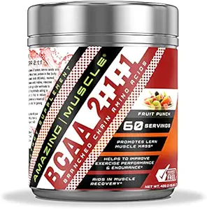 Incredibile BCAA 2:1:1:1 Aminoacidi a catena ramificata Supplemento | 6000 Mg per servire | Frutta Punch Flavor | 60 Servings