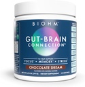 BIOHM Gut-Brain Connection Memory & Focus Supplement (6.74 Oz, 30 Serve) Supporta Gut Health & Cognitive Well-Being, Aiuta a migliorare Mood, Probiotics, Lion's Mane & Bacopa Monneiri, Cioccolato Flavor