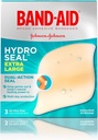 Banda-Aid di marca Hydro Seal adesivo idrocolloid Gel Bandages per la cura dei tessuti & Blister Relief, tutto impermeabile & doccia Proof Blister Pad, Sterile & Long-Lasting, Extra Large, 3 ct