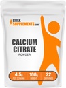 BulkSupplements.com Polvere di citrato di calcio - Supplemento di calcio, High Biodisponibile - Non aromaed & Gluten Free, 4.5g per porzione, 100g (3,5 oz) (pacchetto di 1)