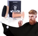 Cuscinetto Grooming Kit per gli uomini 4 in 1. Cuscinetto Brush e Comb Set con Dissy Free Bib Apron, Forbici Mustache. Brush naturale e doppia azione comb. Gli uomini stanno scopando. Regalo per marito,