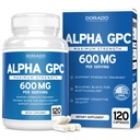 Alpha GPC Choline Capsules - 120 Count, 600mg Servings (Aiuto al supporto del cervello che supporta Focus, Memoria, Motivazione, & Energy (Third Party Tested, Vegan Safe Made in the USA)