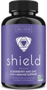 WellPath Shield Elderberry Capsules - 5-in-1 Supporto Immune Booster con Zinco, Vitamina C, Echinacea, Bee Propolis - Supplemento Premium Zinco - 600 mg Pillole di Samburo Nero per Adulti - 60 Ct