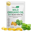 Estratto di olio di origano, 2 in 1 olio di origano con olio di semi neri, capsule di olio di origano, olio organico di origano estratto, non OGM, senza glutine