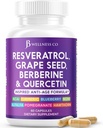Estratto di semi di semi di semi di resveratrolo di benessere JB, Berberina, Quercetina - Supplemento di polifenolo per le donne e gli uomini con estratto di noni, N-Acetyl Cysteine, Estratto di acai - 60 capsule