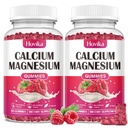 Calcio Magnesio Zinc Gummies-Calcium Magnesio 2:1 Ratio con vitamina D3, K2, B6, B12 per Bone Forza, Funzione muscolare & Nerve Salute, Formula di assorbimento extra, Vegan, Raspberry Flavor 120 Gummies