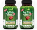 Irwin Naturals Dual-Action Fat Burner RED - 75 Liquid Soft-Gels, Confezione da 2 - Potente Termogenico con Booster Nitric Oxide - 50 Total Servings