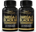FREZZOR Omega 3 Nero per Joint Care & Comfort - Nuova Zelanda Green Lipped Mussel olio capsule; 53x Alta potenza con UAF1000+ Super Antiossidante, No Fishy Aftertaste, 60 Conte (Pack of 2)