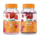Vitamina D 5000 IU + Ferro con vitamina C, Gummies Bundle - Grande Degustazione, Integratore di vitamina, Senza glutine, OGM Free, Gomma masticabile