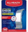 Tutta la salute antibatterica Sheer Adhesive Bandages, 3/4 in x 3 in, 160 ct | Aiuta a prevenire l'infezione, Extra grande protezione confortevole per il primo soccorso e la cura del dolore