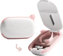MURRI&MURRDI Cutter e organizzatore di piccole o grandi pillole, Cutter di medicina portatile per borsa da tasca, Cutter del supporto del pilastro per vitamine, compresse, farmaci, rosa