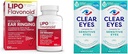 Lipo-Flavonoide Tinnitus Relief Ear Health Vitamins 100 Caplets & Clear Eyes Sensitive Drops 0.5 Oz 2 Pack Bundle
