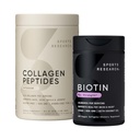Peptidi del collagene di ricerca sportiva per le donne e gli uomini idrolizzati Tipo 1 & 3 Integratore proteico Facile miscelazione dei nutrienti vitali Proteine e Vegan Biotin 10.000mcg Max Strength B7 120 Softgels (4 mesi di alimentazione)