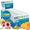 EZC Pak 5-Day Immune System Booster con Echinacea, Vitamina C, Zinc & Vitamin D - Integratore di Supporto Immune Nastro per Adulti - Supporta Immunità, Easy Travel-Size Supplemento - (Pack of 6)