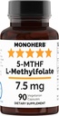 MONOHERB L-metilfolato 7,5 mg - 90 capsule vegetariane - Methyl Folate Supplemento
