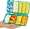 Organizzatore di viaggio magnetico di Yaklim, 7 scomparti scatola di pillole portatile, grande organizzatore di vitamina con etichette, organizzatore di medicina del caso di pillole giornaliere, contenitore di pillole magnetiche di grande supplemento verde