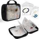 Travel Jewelry Organizer Case Gioielli Trasparenti Archiviazione Prenota Binder Bag per Orecchini, Anelli, Collana, Bracciale, Nero