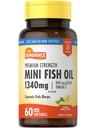 Sundance Mini Fish Oil Softgels 1340mg | 60 Count | Controls Fish Burps | Formula di resistenza Premium con Omega-3 | Natural Lemon Flavor | Non OGM e Gluten